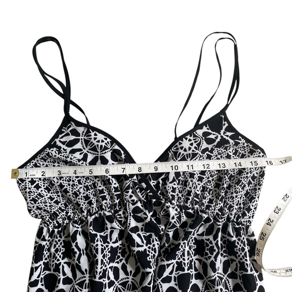 Dex Black White Graphic Print Empire Waist Sleeveless Flowy Maxi Dress Medium - Picture 12 of 14